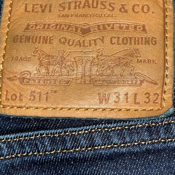 Levi's 511 Slim Fit Big E Dark Wash Jeans Men's W31 L32 - Excellent Condition - Picture 7 of 11